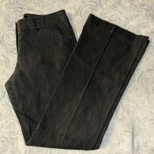 Express black cotton blend faded denim look wide leg editor pants. Sz 2L.